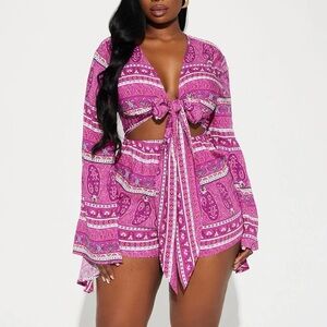 FASHION NOVA Magenta Naida Romper XL NWT